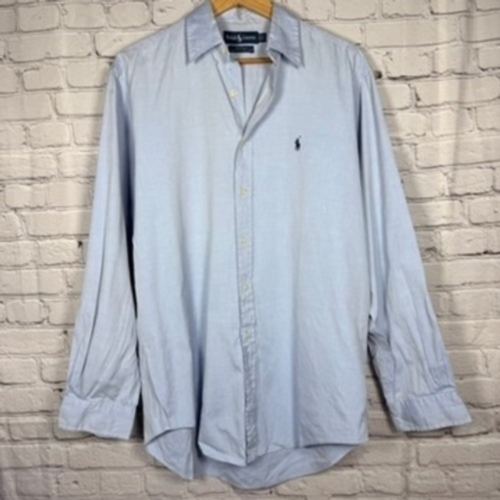 Polo Ralph Lauren Yarmouth Shirt Mens 15.5 34/35 Blue Pinpoint Oxford Cotton L/S
